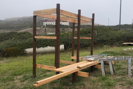 Structure support poles for dog yard obstacle course