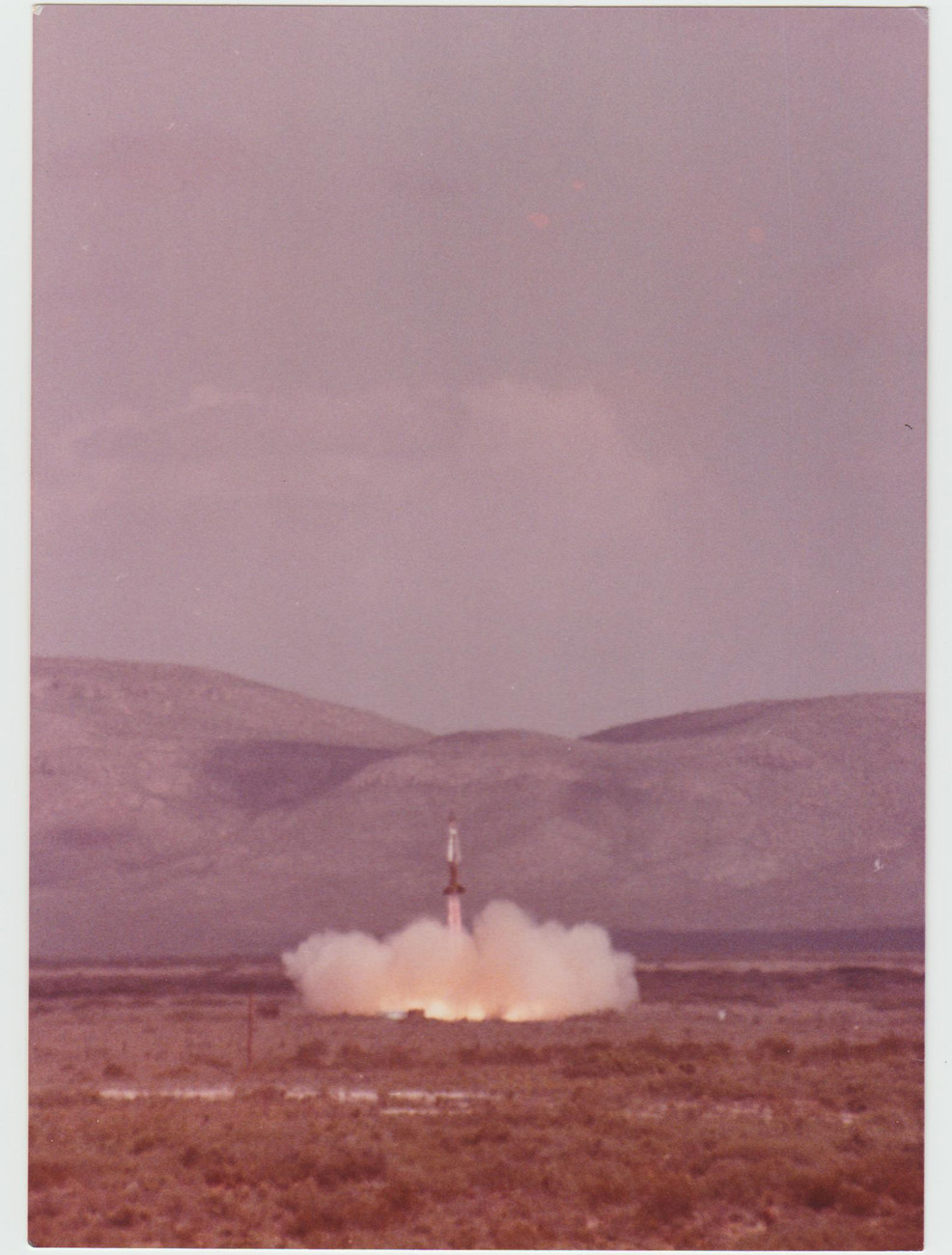 Hercules ascending after launch August 1977 at McGregor Range